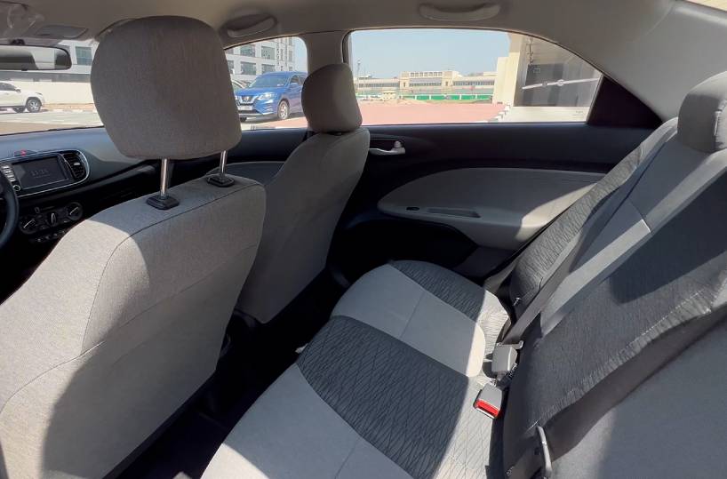 Rent a Kia Pegas in Dubai backseat