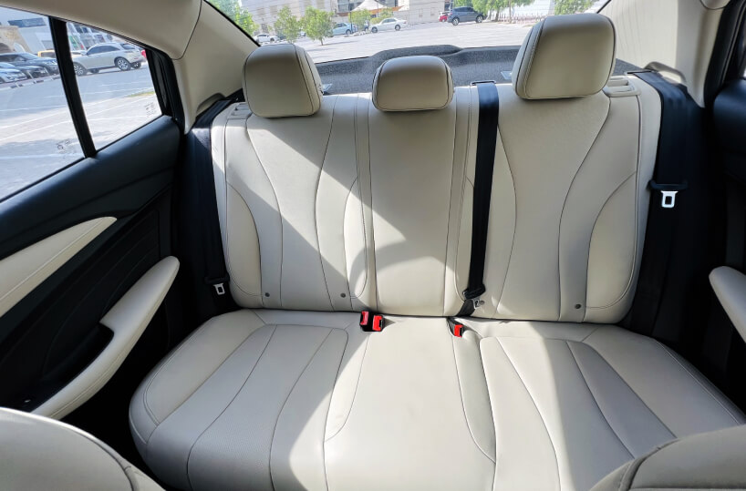 Rent MG 5 Black full option in Dubai Interior backseats