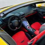 Rent Lamborghini Huracan Evo Spyder Convertible in Dubai seats from top view