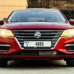Rent MG 5 Red 2023 in Dubai frontside
