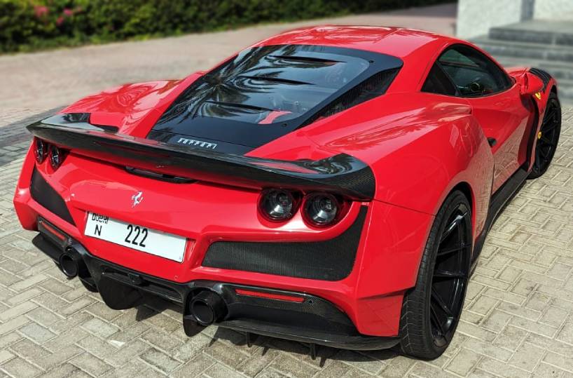 Rent Ferrari F8 Tributo in Dubai backside