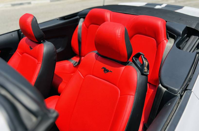 Rent Ford Mustang in Dubai UAE front seats