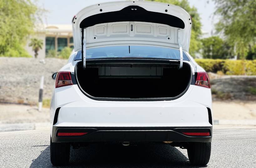 Rent a Hyundai Accent 2023 in Dubai UAE trunk opened