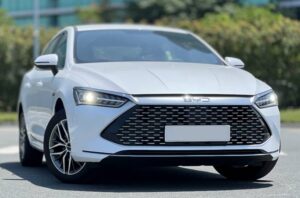 Rent BYD Qin plus from Amex Car Rental Dubai front side view