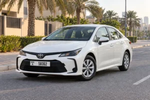 Toyota Corolla 2026, front view in Dubai; illustrative model image